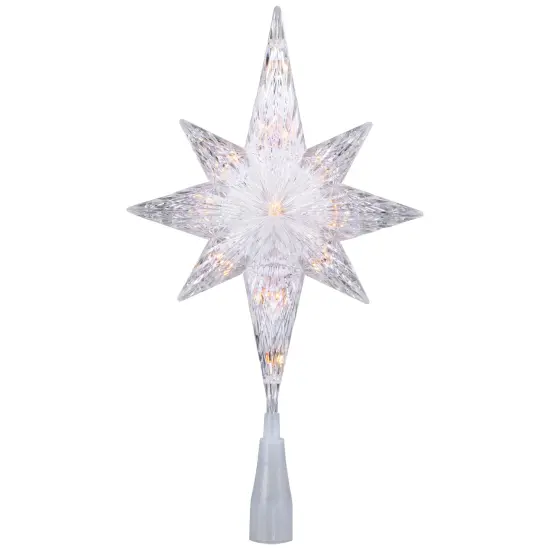Northlight 11" Lighted 8 Point Bethlehem Star Christmas Tree Topper - Clear Lights , Green Wire {3}