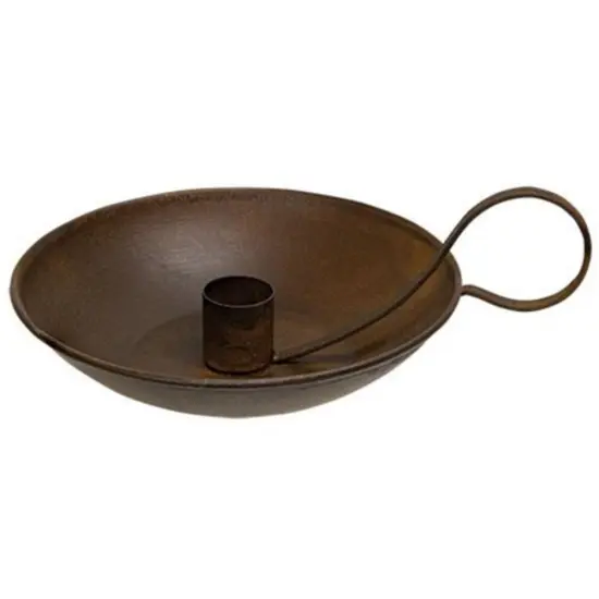 Colonial Taper Holder With Handle Rusty {1}