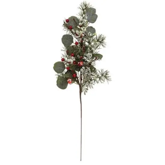26&rdquo;High Snowy Holiday Red Berry and Bell Spray with Brown Paper-Wrapped Stem {1}