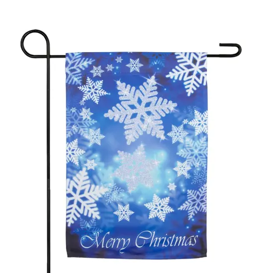 Northlight Blue and White Snowflakes Merry Christmas Outdoor Garden Flag 12.5" x 18" {1}