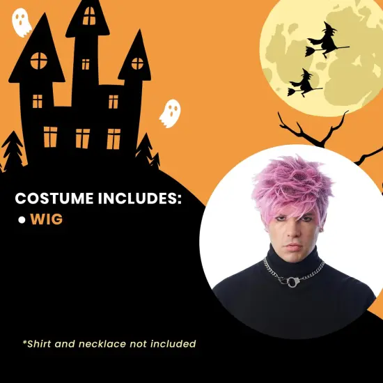 Rap Rocker Adult Pink Costume Wig {5}