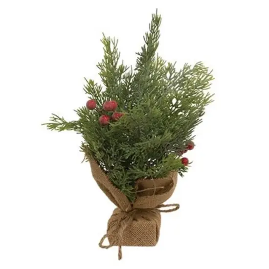 Mini Sugar Berry Pine Tree With Burlap Base 12"h {1}