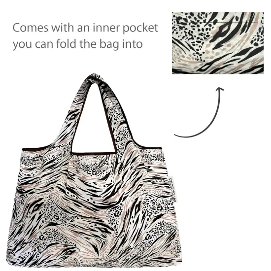 Wrapables Large Foldable Tote Nylon Reusable Grocery Bags, Nature {5}