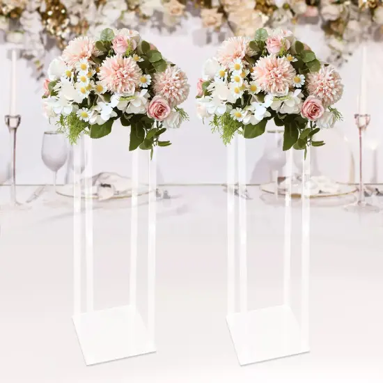 2PCS 39" Clear Acrylic Flower Stand Column Vase Centerpieces Wedding Decoration {2}