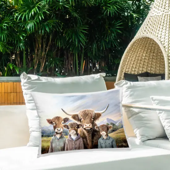 Cattle Family Portrait Outdoor Printed Pillow Design by Marla Rae, 14 x 7 x 20 {2}