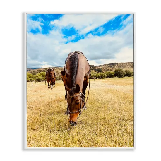 Stupell Industries Grazing Horses Pasture Framed Giclee Wall Art Design by Kali Wilson {1}