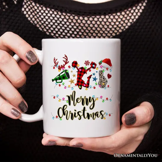Cheer Buffalo Plaid Christmas Mug, Cheer Team or Coach Gift {2}