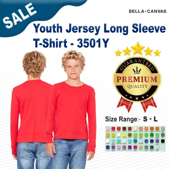 BELLA + CANVAS&reg; Youth Jersey Long-Sleeve T-Shirt BLACK {2}