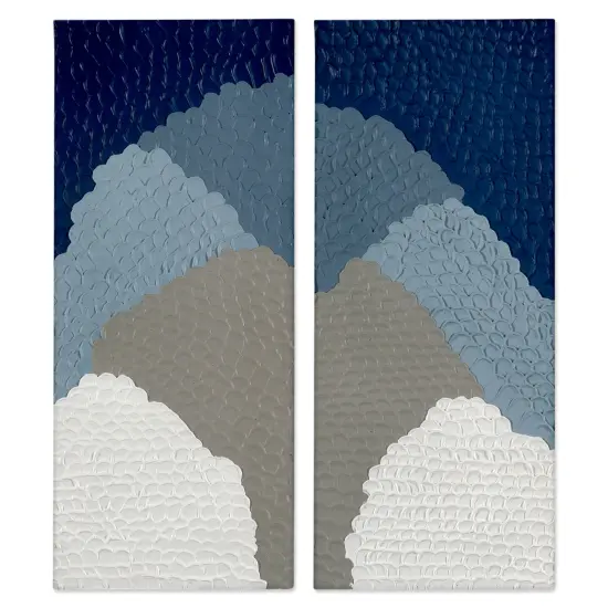 Stupell Industries Textured Blue Abstract Mountains 2 pc Canvas Wall Art Set Design by Ben Schneider {1}