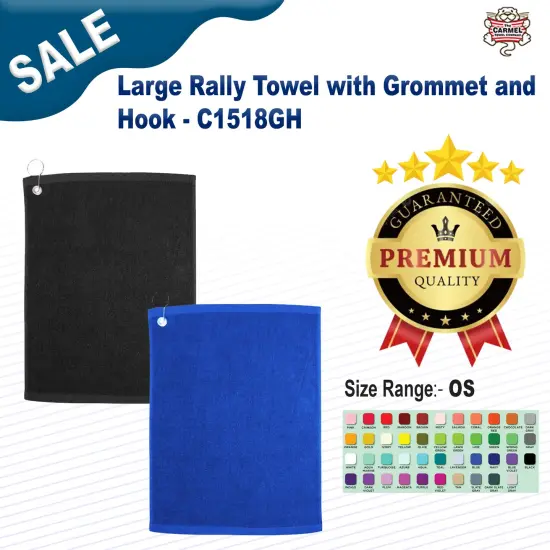 Carmel Towel Company&reg; Large Rally Towel with Grommet and Hook Navy {2}