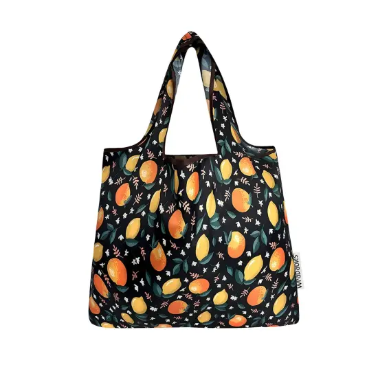 Wrapables Foldable Tote Nylon Reusable Grocery Bag (Set of 2), Oranges & Lemons {3}