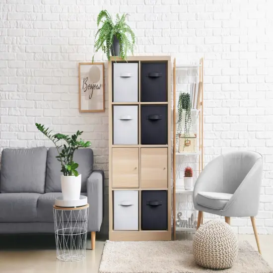 Sorbus Fabric Collapsible Cube Storage Bins Set (6 Pack) Black and white {2}