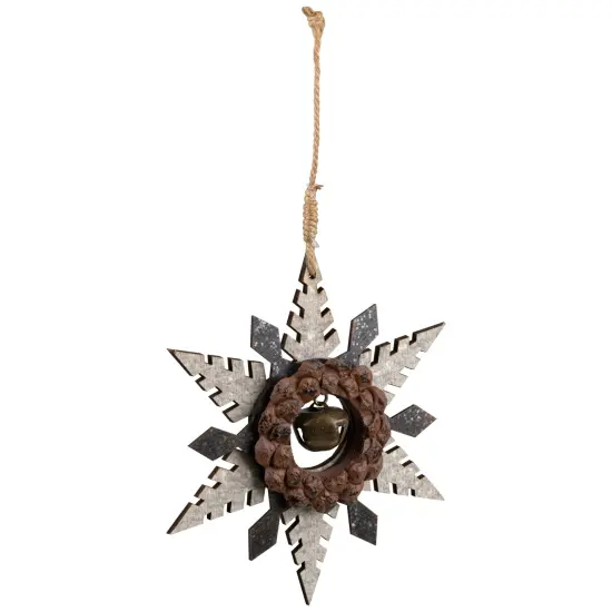 Northlight Snowflake with Jingle BellWooden Christmas Ornament - 6" - Brown and Beige {5}