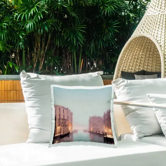 Surfer with Tropical Palms Outdoor Printed Pillow Design by Noah Bay, 18 x 7 x 18 {2}