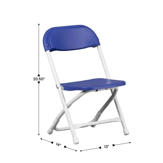 Emma and Oliver 2 Pack Kids Plastic Folding Chair Daycare Home School Furniture Blue {4}