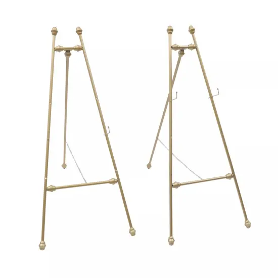 2PCS Easel Stands Floor Mount Golden Wedding Easel Stand For Wedding Party {1}