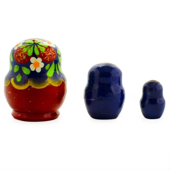Set of 3 Miniature Flowers Nesting Dolls 2 Inches {3}