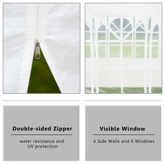 10 x 10 Feet White Heavy Duty Party Wedding Canopy Tent with 2 Zipper Doorway {5}