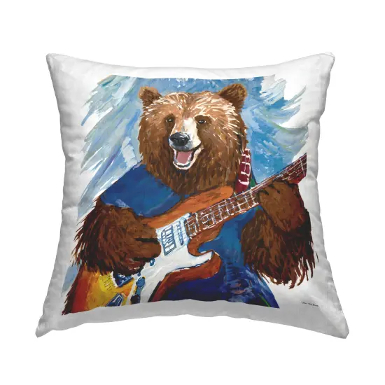 Bear Playing Guitar Decorative Printed Throw Pillow Design by Seven Trees Design, 18 x 7 x 18 {1}