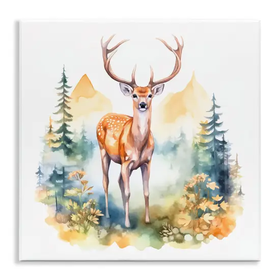 Stupell Industries Wild Deer with Mountains Wall Plaque Art Design by Andrea Haase {1}