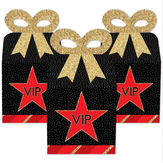 Big Dot of Happiness Red Carpet - Square Favor Gift Boxes - Movie Night Party Bow Boxes - Set of 12 {3}