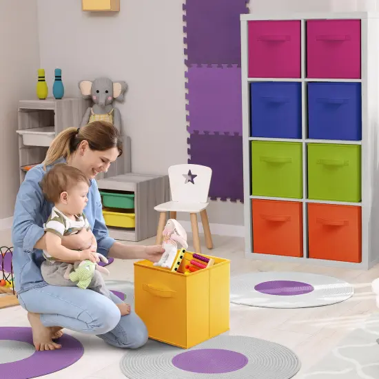 Sorbus 12 Pack Storage Bins - 11" Sturdy Collapsible Fabric Storage Cubes with Handle Multicolored pastel {10}