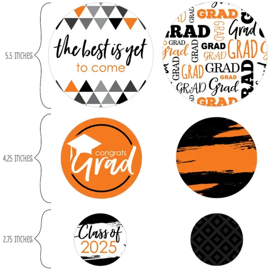 Big Dot of Happiness 2025 Orange Graduation Party Giant Circle Confetti - Party Decorations - Large Confetti 27 Count {3}