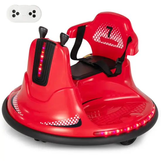 12V Kids Ride On Bumper Car with Remote Control Lights and Music Pink {7}