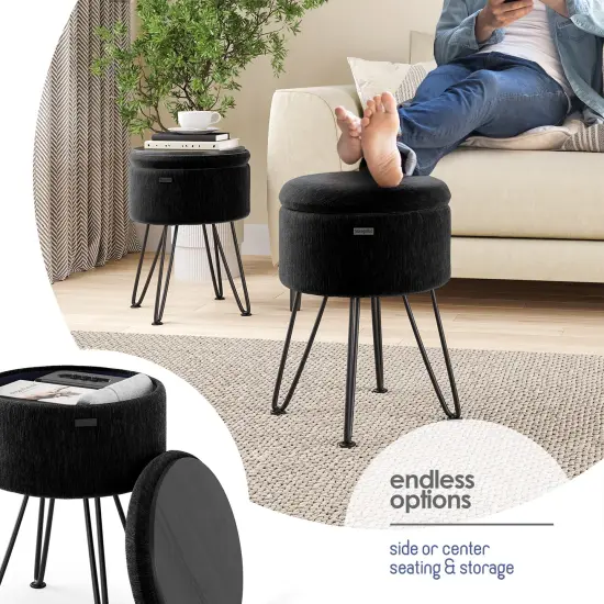 StorageBud Textured Velvet Storage Ottoman with Storage {8}