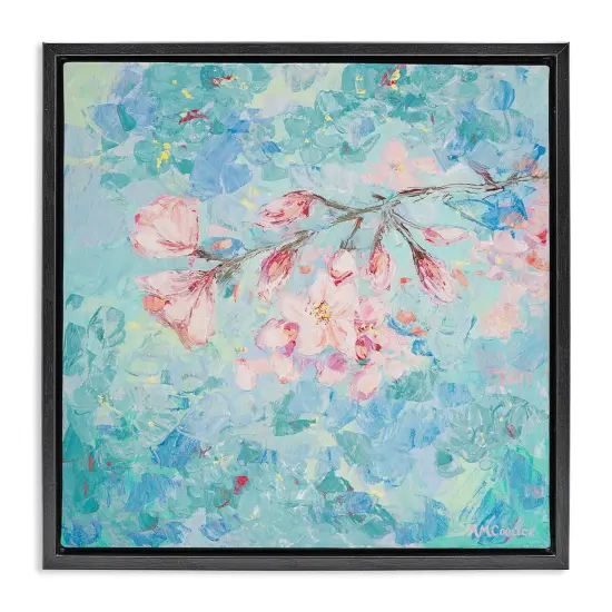Stupell Industries Cherry Blossoms on Blue Framed Floater Canvas Wall Art Design by Ann Marie Coolick {6}