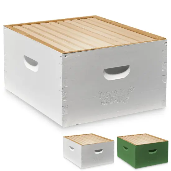 Honey Keeper Complete Deep Hive Body Kit, Painted and Assembled Beehive with 10-Frames White {7}