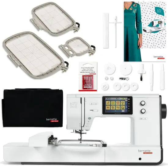 Bernette B70 10" x 6" Embroidery Machine Bundle with 3 Embroidery Hoops {1}