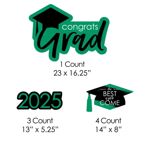 Big Dot of Happiness Green Grad Class of 2025 Outdoor Decorations - Graduation Yard Signs - Set of 8 {7}