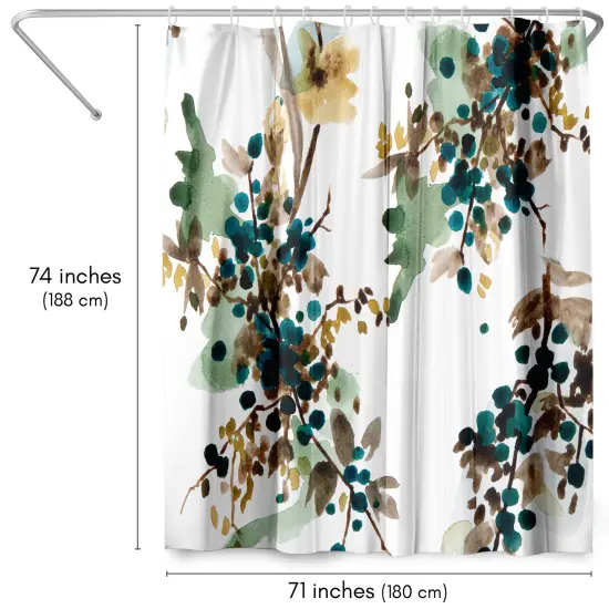 Americanflat 71" x 74" Shower Curtain, Watercolor Blueberry by New York Botanical Garden {2}
