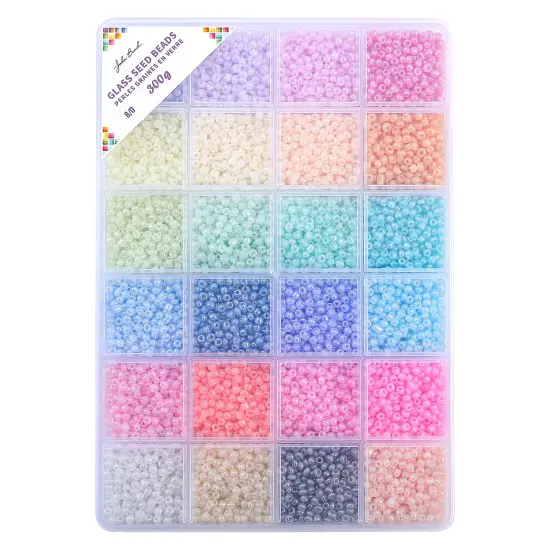 John Bead 12500pcs Assorted 24 Colors Glass Seed Beads 8/0 Jewelry Making Bead Box Rainbow Pastel Color {4}