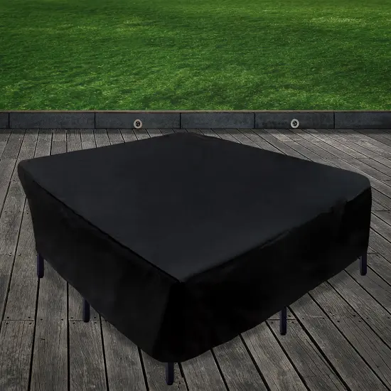 96" Black Patio Furniture Cover- Waterproof with Rope and Metal Buckles {3}