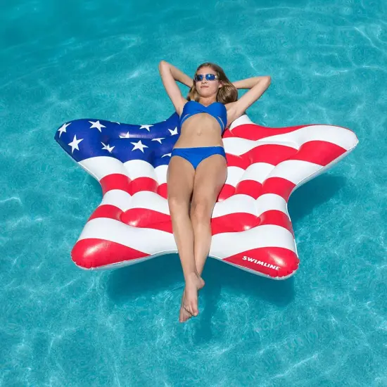 Swim Central Inflatable Americana Star Island Swimming Pool Float - 69" Blue {3}