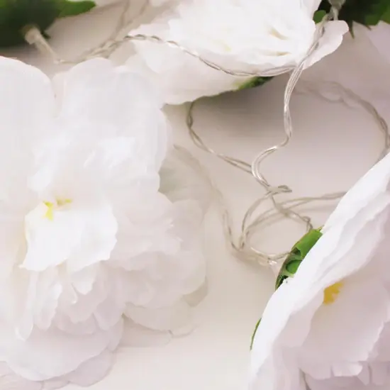 8 LED Large White Flower String Lights Warm White Warm white {3}