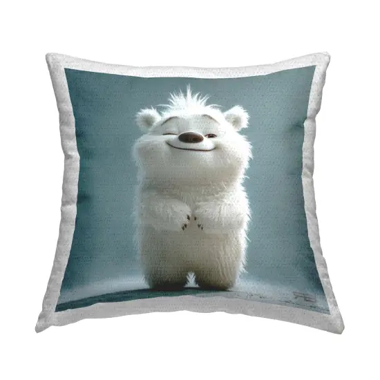 Smiling Polar Bear Cub Outdoor Printed Pillow Design by RB, 18 x 7 x 18 {1}
