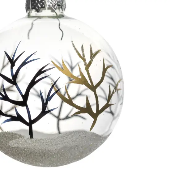Northlight Winter Forest Christmas Glass Ball Ornaments - 3.25" (80mm) - 4ct Clear {7}