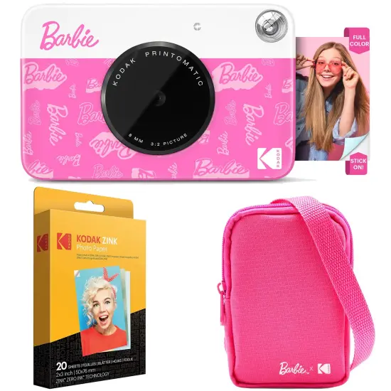 Kodak x Barbie Printomatic Instant Print Camera Signature Style, Case + Paper (20 Sheets) - Bundle {1}