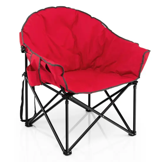 Folding Camping Moon Padded Chair with Cup Holder and Carrying Bag Navy {3}