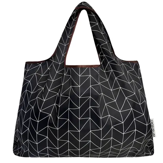 Wrapables Large Foldable Tote Nylon Reusable Grocery Bags, Geometric {3}