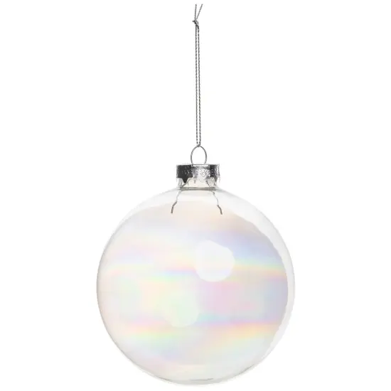 Northlight 6ct Clear and Silver Iridescent Glass Ball Christmas Ornament Set 3.25" (80mm) {6}