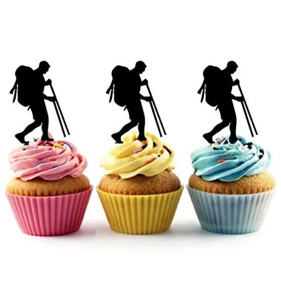 Hiking Adventure Silhouette Acrylic Cupcake Toppers 12 pcs {1}