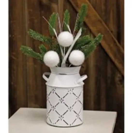 19" Long Glitter Triple Snowball Spray with Flexible White-Wrapped Stem {2}