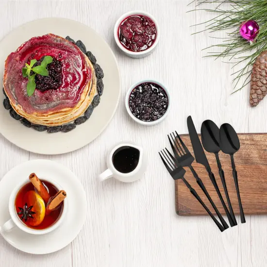 Solid Black Moderno Disposable Plastic Cutlery Set (480 Guests) {5}