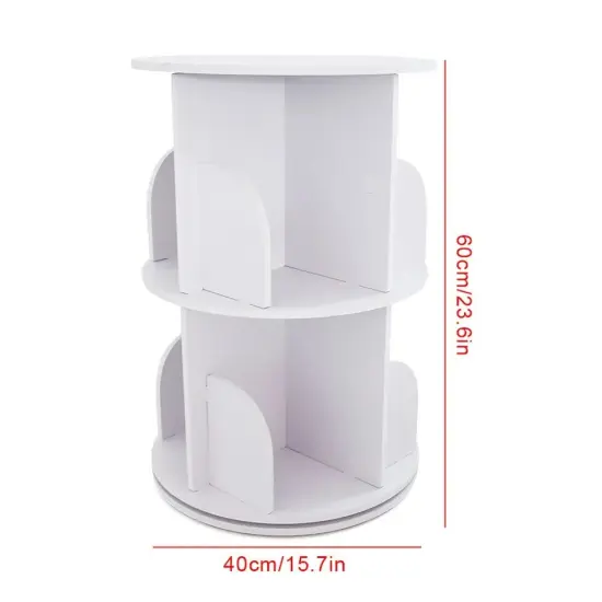 Rotating Bookshelf 360 Display 2 Tier Floor Standing Bookcase Storage Rack {4}