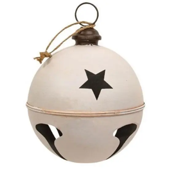 Distressed Cream Metal Jingle Bell {1}