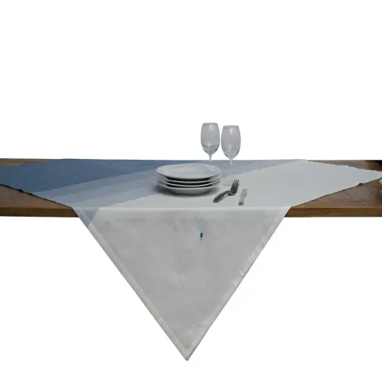 Sullivan Accent Blue & White Stripe Ombre Cotton Table Topper 54" x 54" {3}